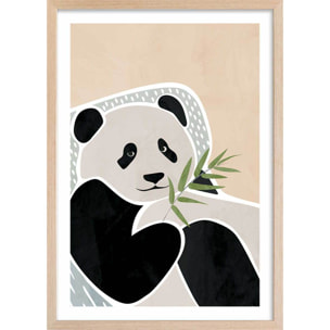 Affiche enfant panda  Affiche + cadre en bois - Chêne