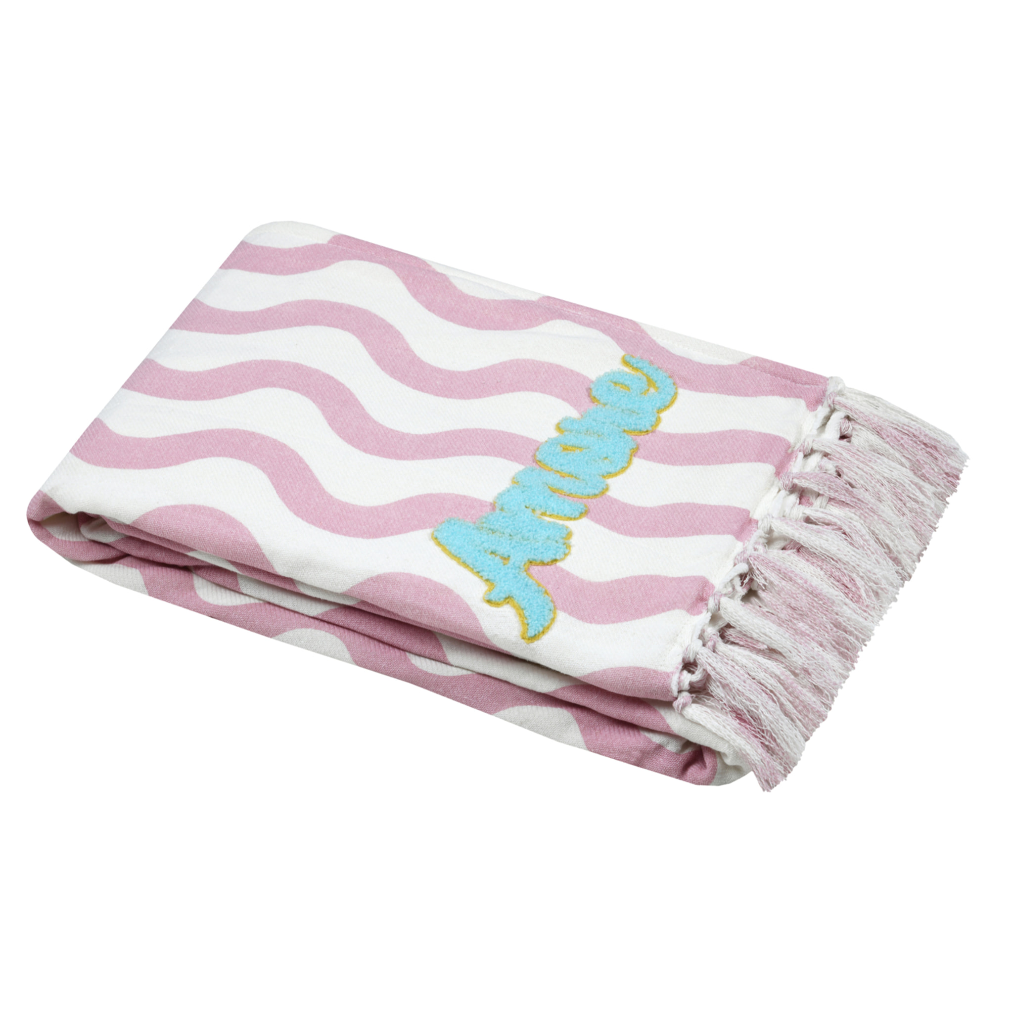 Plaid fouta vague 'Amore' - Rose