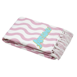 Plaid fouta vague 'Amore' - Rose