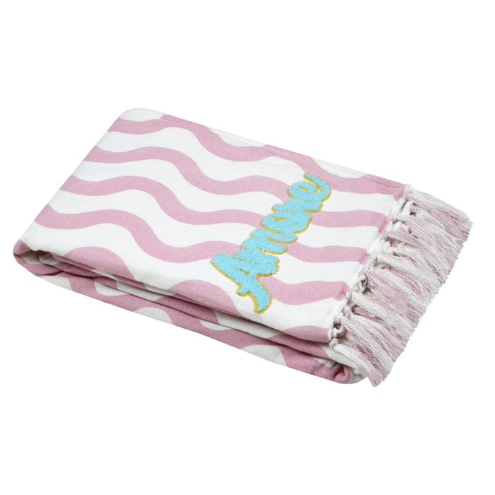 Plaid fouta vague 'Amore' - Rose