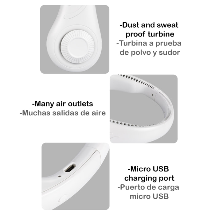 Mini ventilatore FA12 senza pale portatile, per il collo.