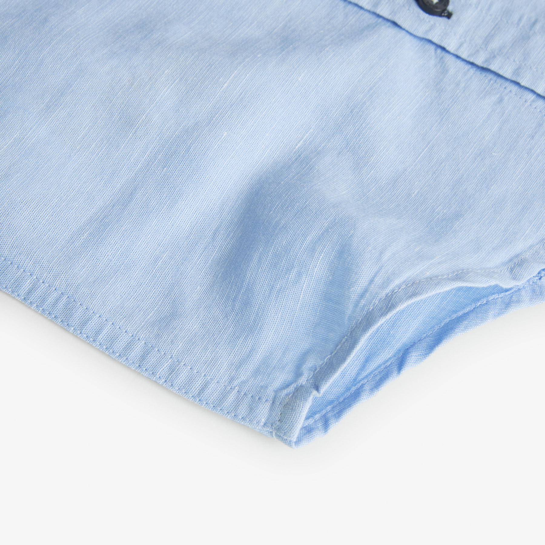 Camisa de lino niÃ±o, cuello camisero, manga larga, azul