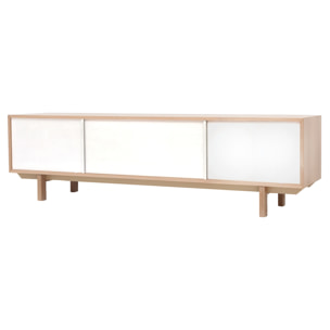 Meuble TV scandinave bois et blanc L180 cm SID