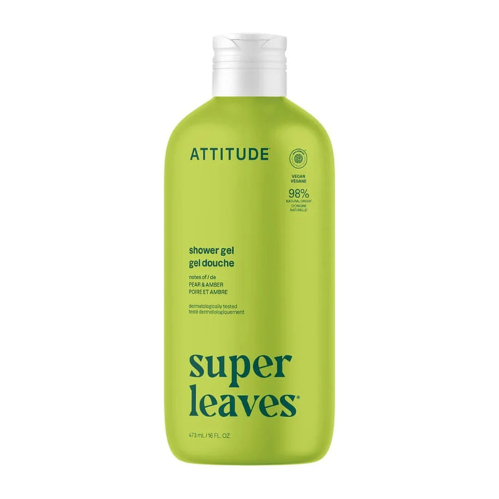 Super leaves Gel de ducha calmante Pear & Amber 473 ml