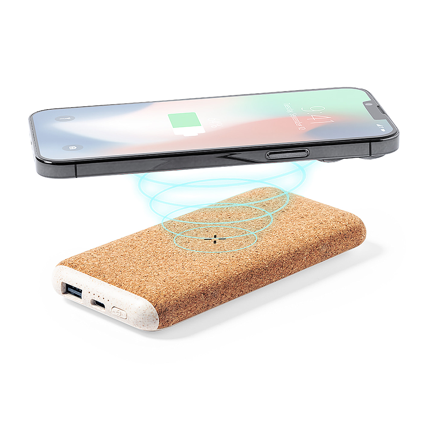 Power Bank nature inalámbrico 15W. 8000 mAh. 1 Salida USB y 1 Tipo C. Entrada Tipo C