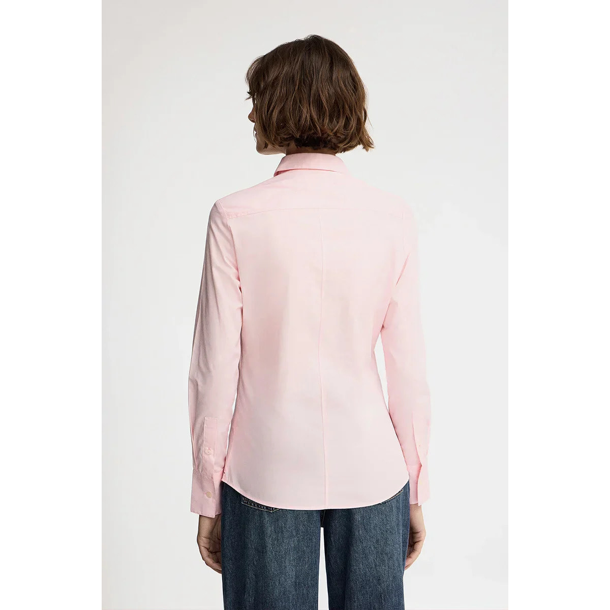 Camisa de popelín rosa con corte slim y bordado Rigby Go