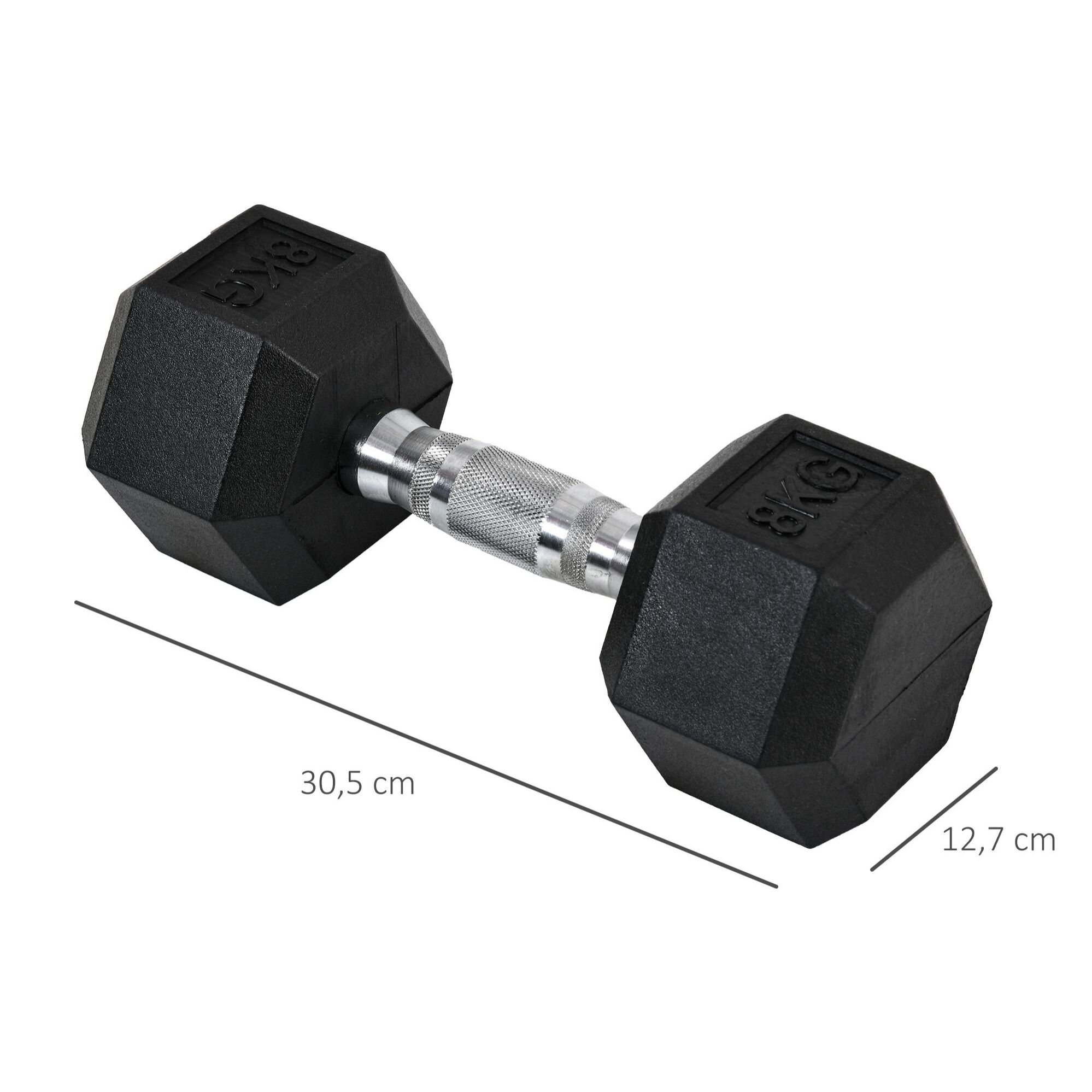 Juego de Mancuernas de 8kg con Barra de Conexión Metálica y Cabeza Hexagonal Juego de Pesas 16kg Total para Entrenamiento en Casa Gimnasio Oficina Negro y Plata