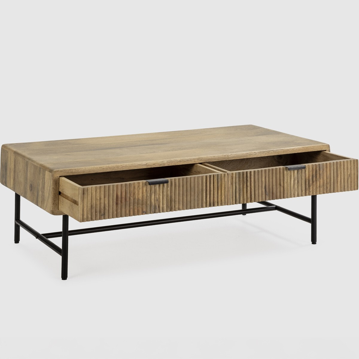 Table basse 2 tiroirs en bois de manguier - SANJA