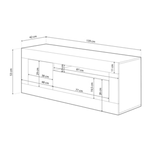 Mueble TV Baltik Blanco Artik (Blanco Mate) - Roble Nodi