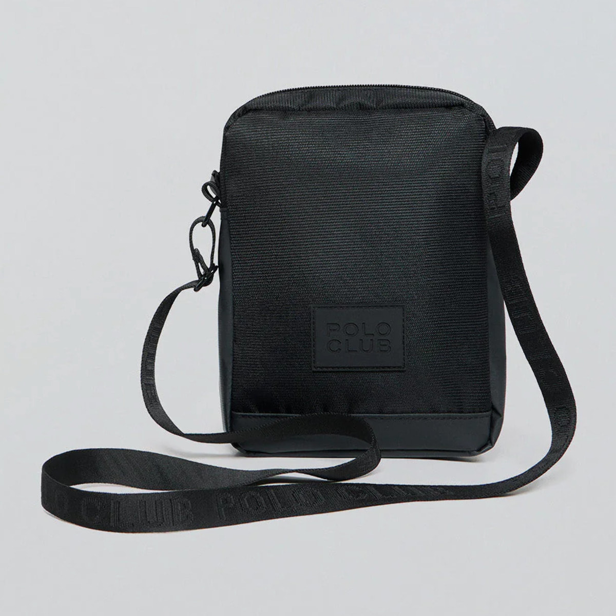 Borsa a tracolla Riverdale nera con toppa Polo Club in gomma