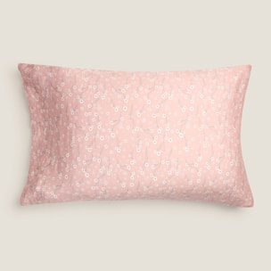 Funda almohada algodón satén flores Muna color rosa