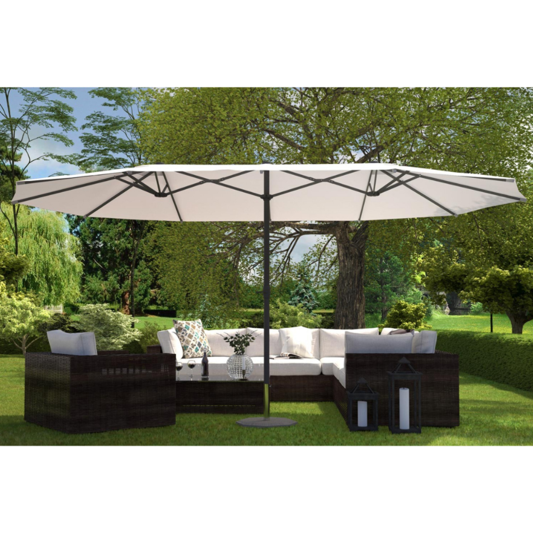 Parasol double 2,7 x 4,6 m écru CABIATE