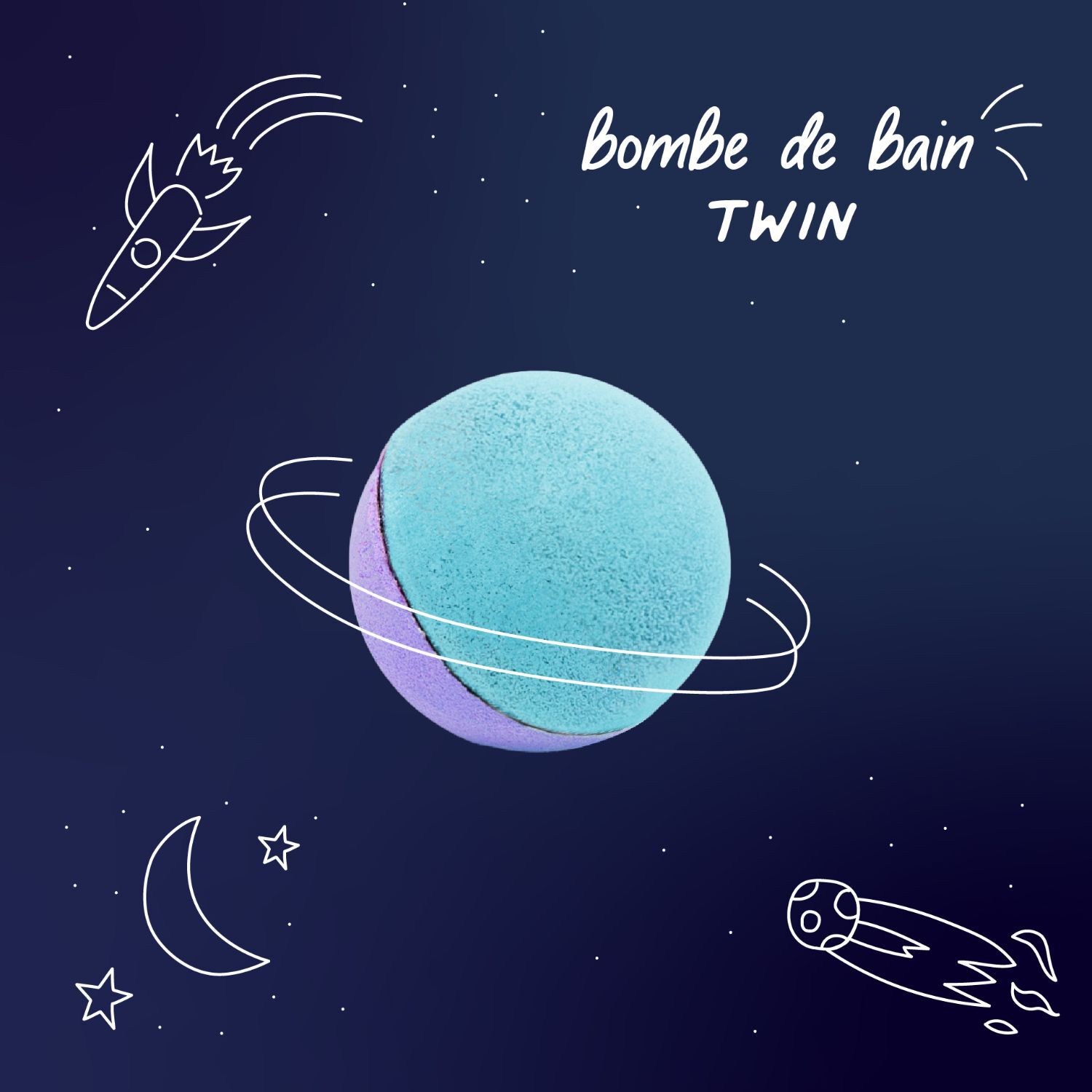 Twin Bath Bomb - Duo Boule de Bain Sécable - Bleu & Violet 170 g