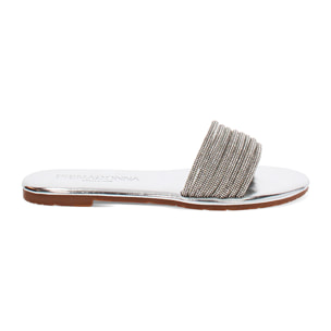 Sandali bassi argento con pietre