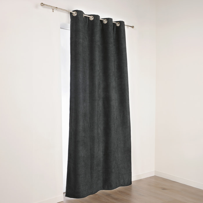 Rideau à Oeillets Isolant et Déperlant  - Effet Velours - Noir