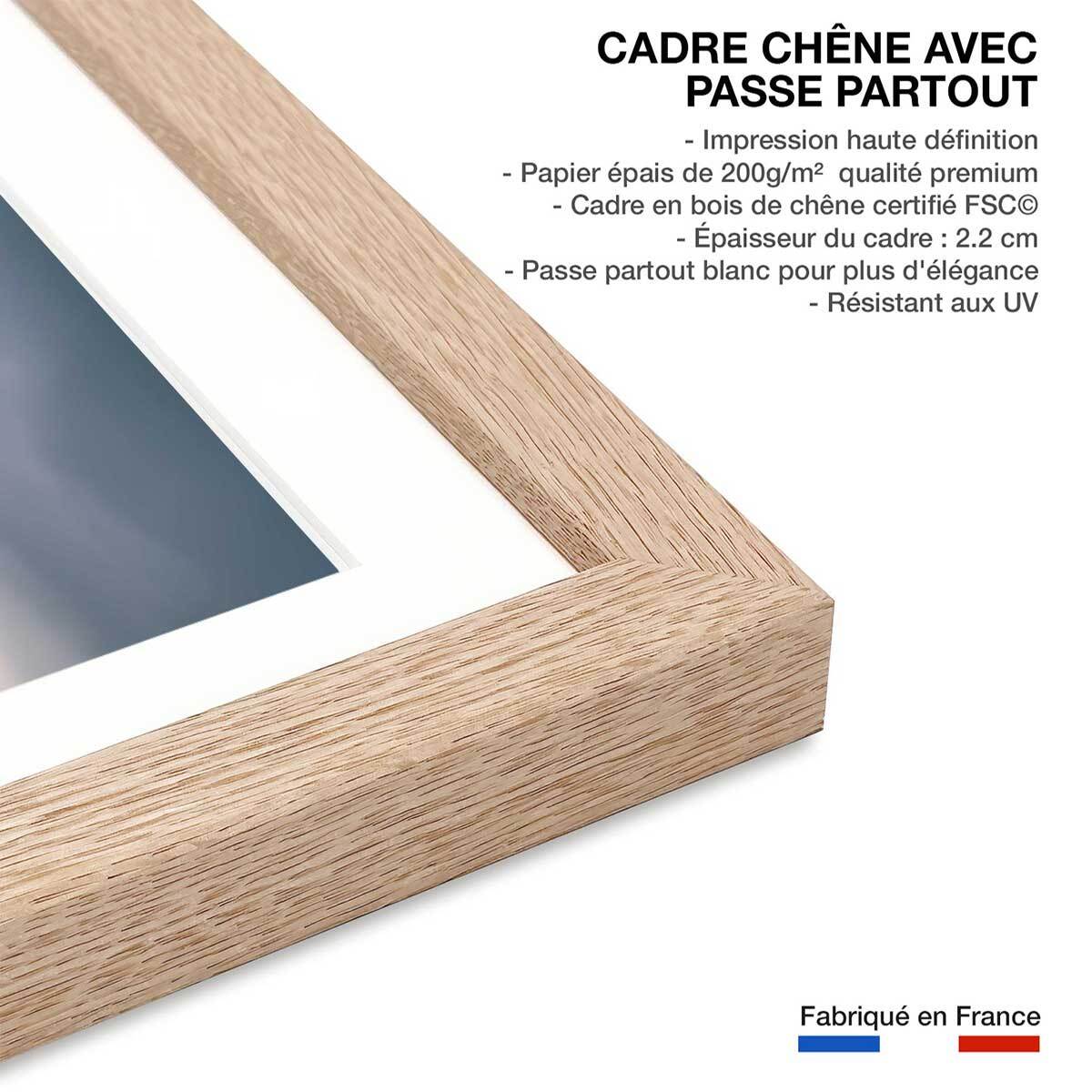 Affiche paysage matin pluvieux en bavière Affiche + cadre en bois - Chêne
