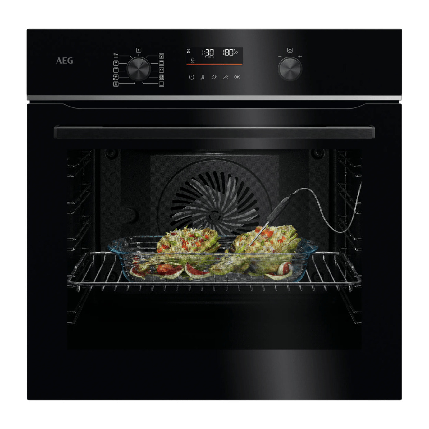 AEG Horno multifunción Serie 5000 SurroundCook con SteamBake con Display LED Explore V5PBA521AB