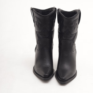 STIVALETTO TEXANO RICAMO STARS NERO
