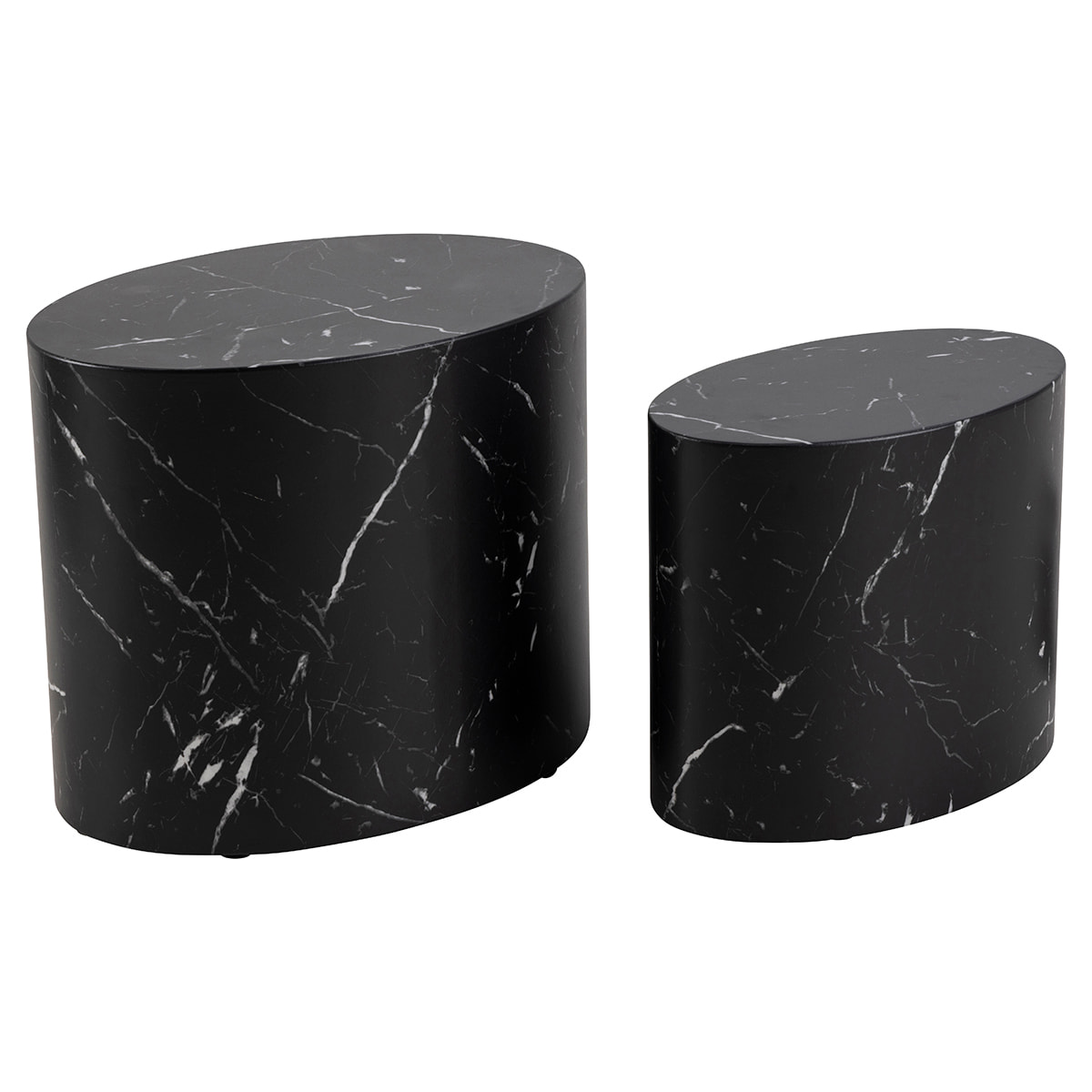 Tables basses gigognes ovales design finition marbre noir (lot de 2) FAMOSA