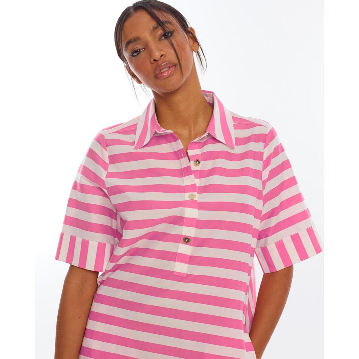 Abito corto in popeline a righe