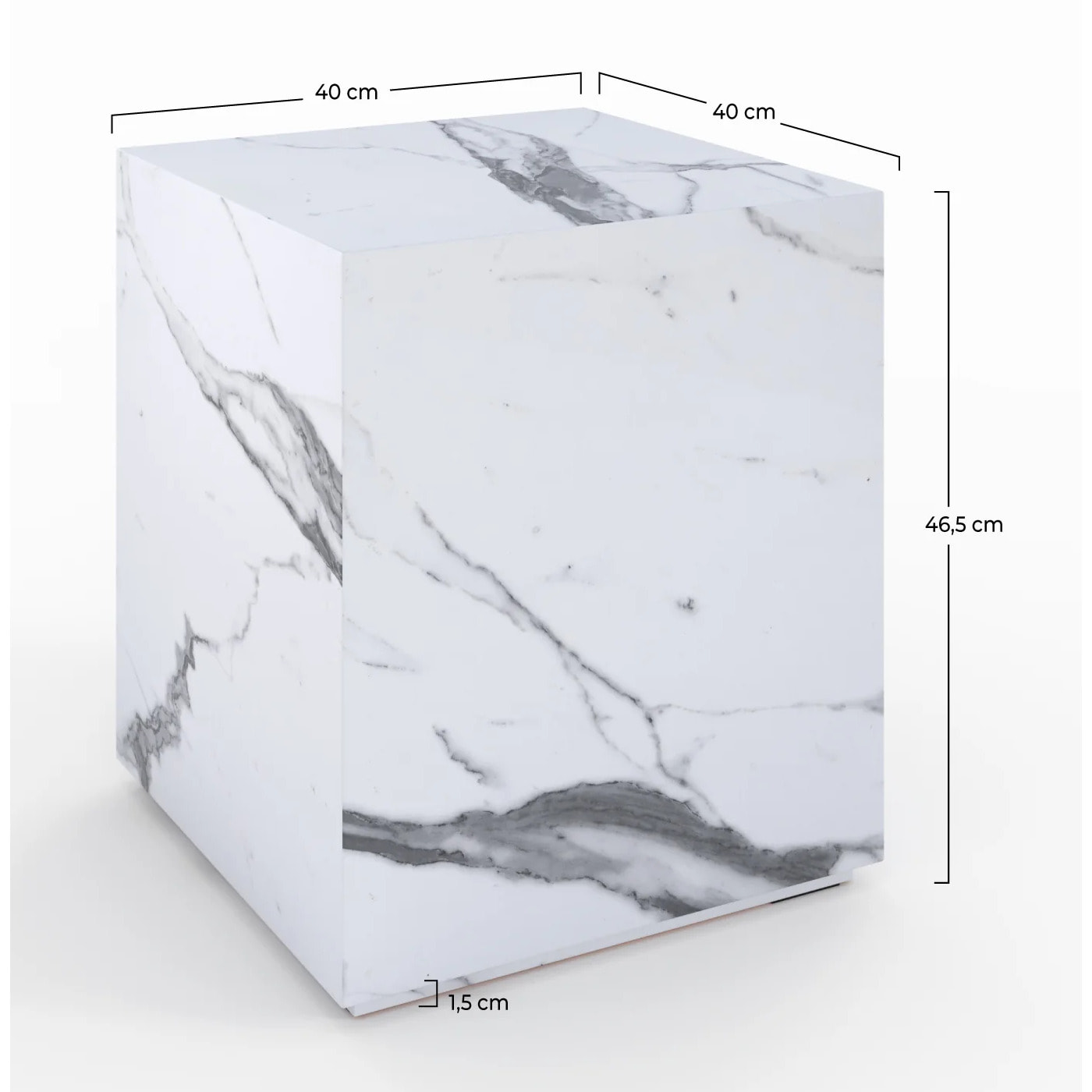 Table d'appoint effet marbre blanche - Lison