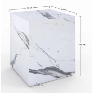 Table d'appoint effet marbre blanche - Lison