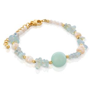 Maia Pulsera de perlas naturales con cuenta central estilo Bodhi y cierre de mosquetón.