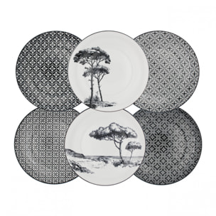 Lot de 6 petites assiettes, VILLA LES PINS