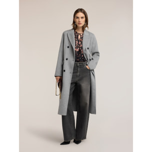 Motivi - Cappotto cinturato doppiopetto in misto lana - Grigio