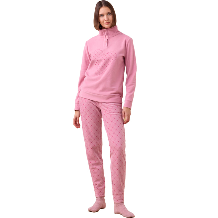 Pigiama donna invernale in micropile articolo cuore. Noidinotte