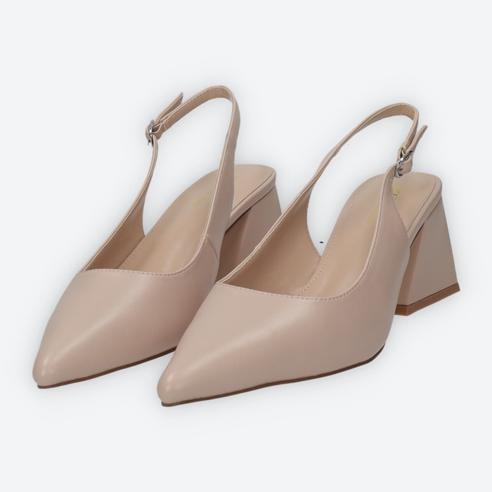 Décolleté sling back Donna Tata Italia Beige