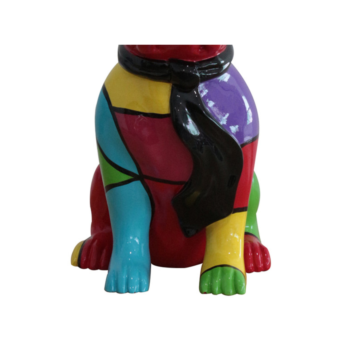 Statuette chien bulldog en résine assis avec lunettes H37cm - NINO 01