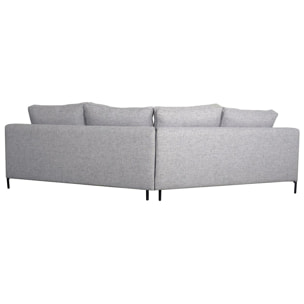 Canapé d'angle design 5 places en tissu gris chiné et métal noir PUCHKINE