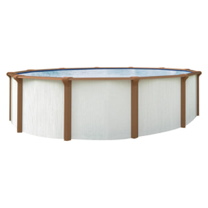 Piscine hors sol acier ronde Ø 3,05 x 1,20 m blanc / marron BAYONNE