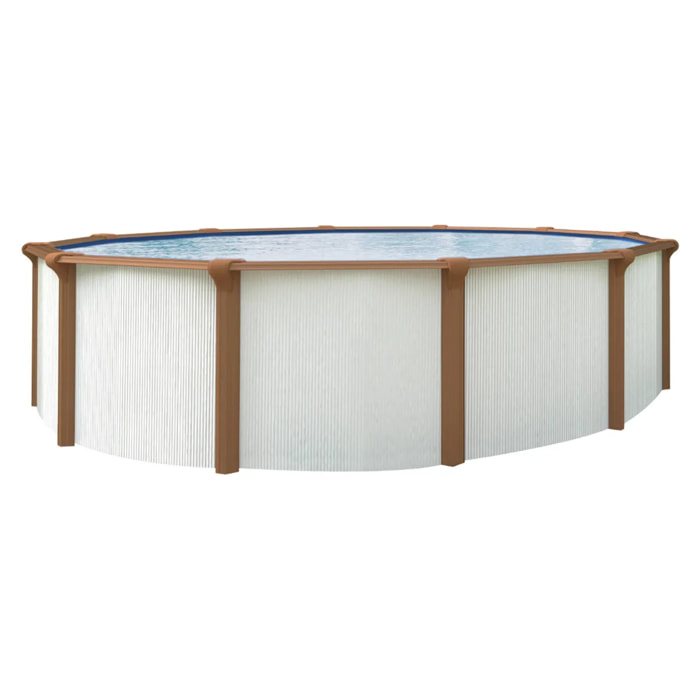 Piscine hors sol acier ronde Ø 3,05 x 1,20 m blanc / marron BAYONNE