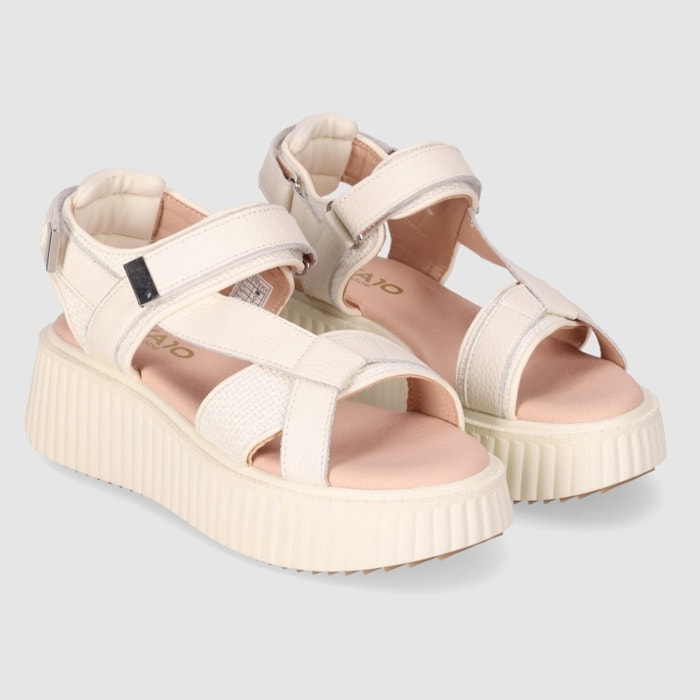 Sandalias de Tejido - Beig - Tacón: 5 cm