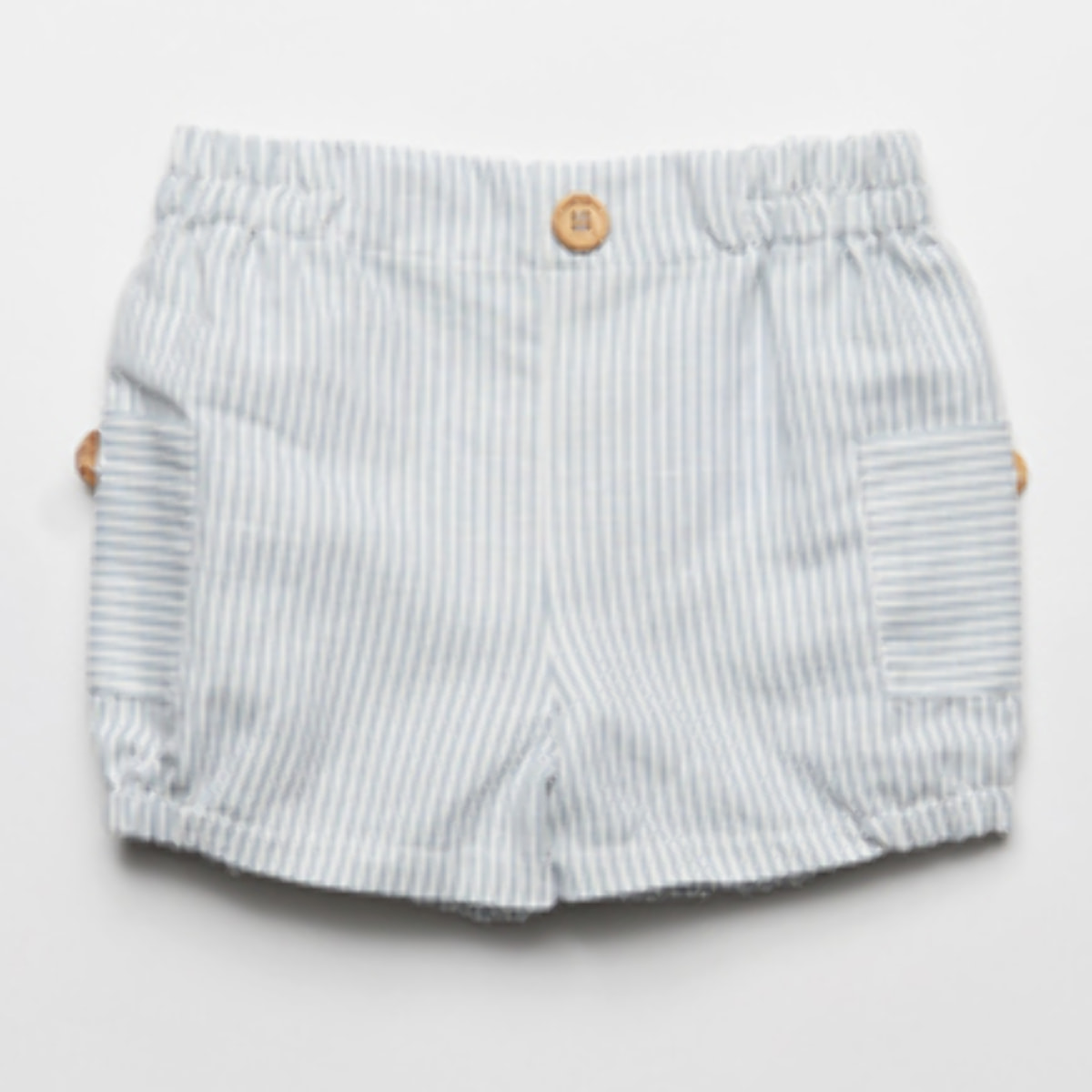 BERMUDA RAYAS GRIS Y BLANCO CON BOLSILLOS