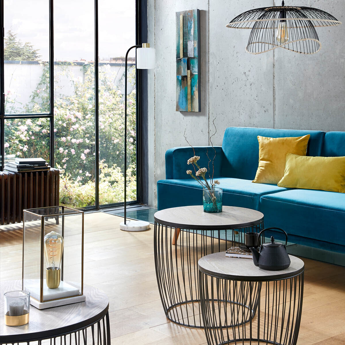 Coussin "LILOU" coton jaune 45x45cm