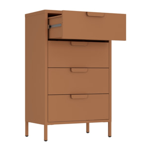 Cassettiera in metallo 4 cassetti 60x38x101 cm mattone - Pop