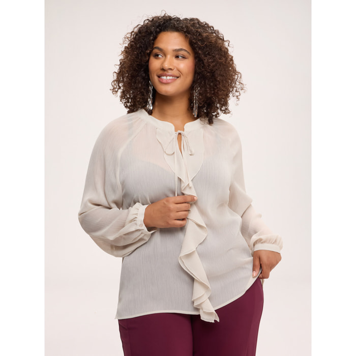 Fiorella Rubino - Blusa con fiocco e volant - Bianco