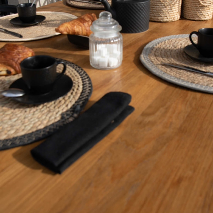 Set de table rond en jute rigide tressée - Noir