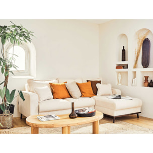 Albane - canapé d'angle droit - 4 places - convertible avec coffre - en velours côtelé - Beige