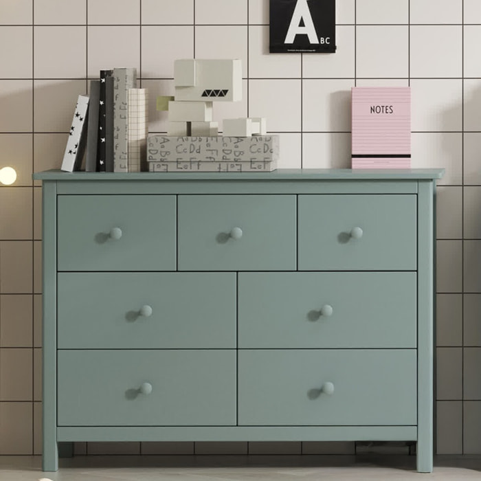 Commode enfant 7 tiroirs en bois massif - MELVIN