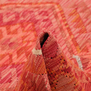 Tapis kilim géométrique, tissé plat en laine, UMES