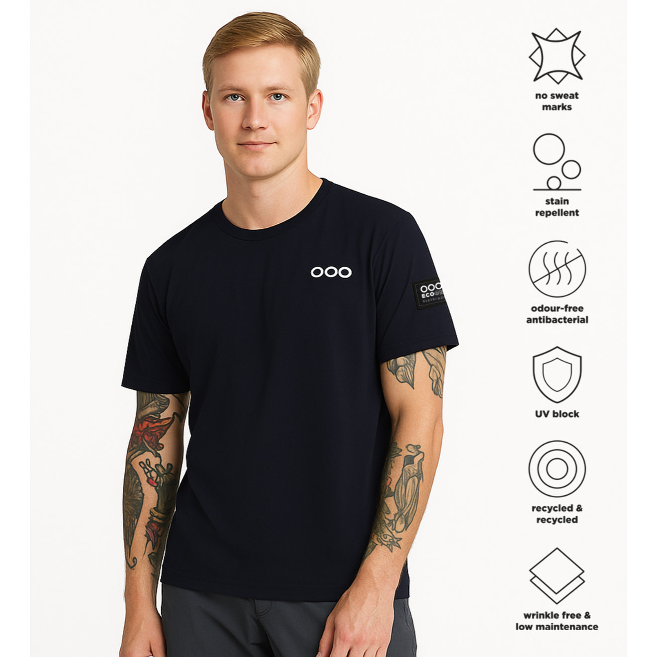 T-shirt ECOON modello La Campetoise in blu navy