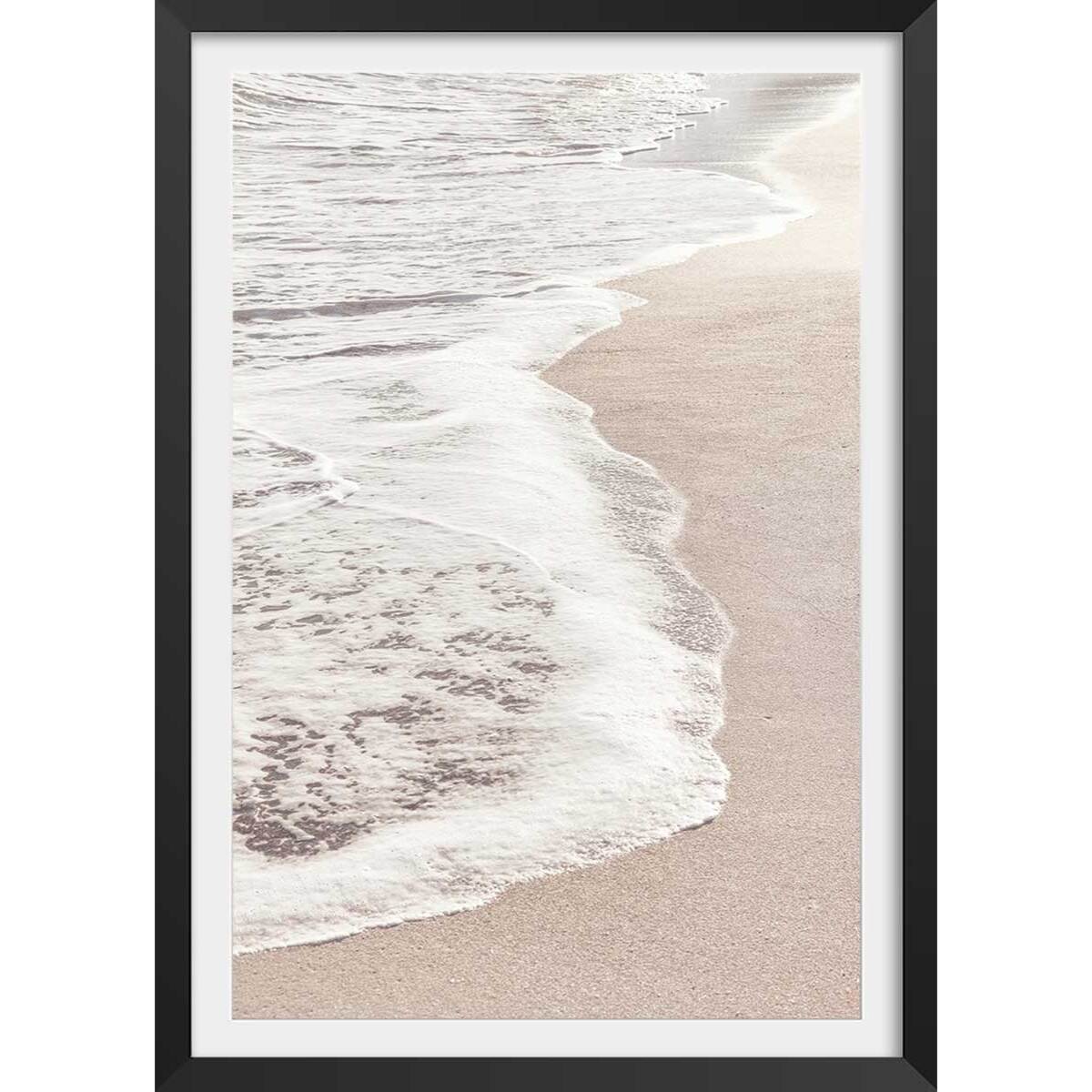 Poster rivage rose Affiche + cadre en bois - Noir