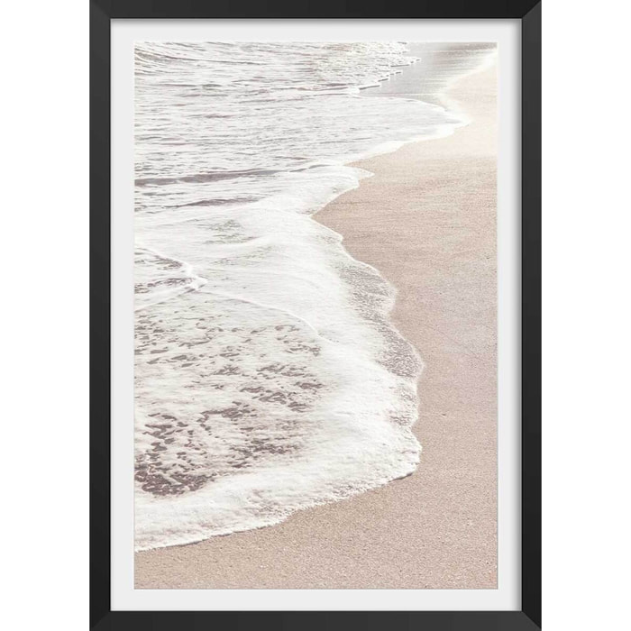 Poster rivage rose Affiche + cadre en bois - Noir