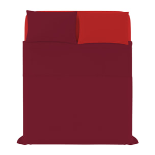 COMPLETO LETTO NATURAL COLOR, 100% Cotone, Made in Italy - BORDEAUX/ROSSO