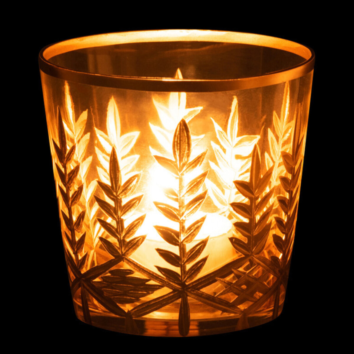 J-Line photophore Chloe - verre - transparent/or - small  - 2 pcs