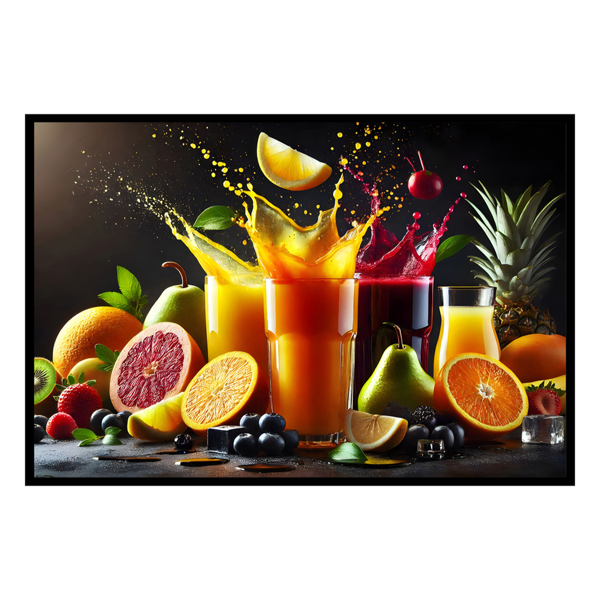 Affiche encadrée jus de fruits exotiques Affiche + cadre en métal - Noir